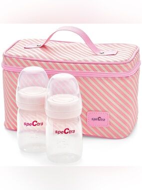 NEW Spectra Breast Milk Cooler Kit w/ Ice Pack & 2 Bottles Pink BPA Free